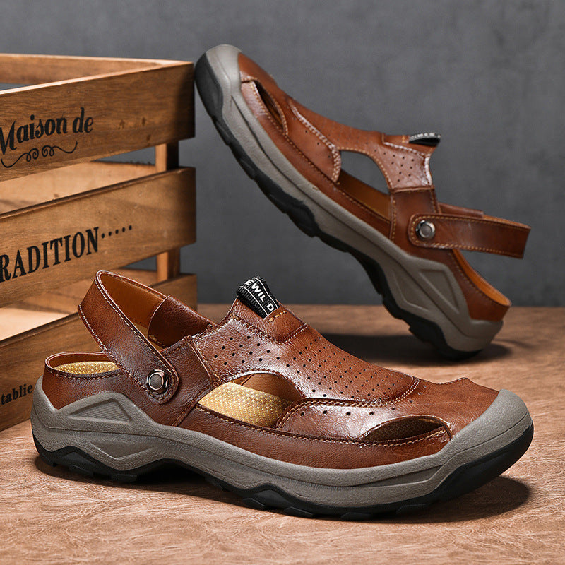 Damen Sommerliche Leder-Sandalen mit atmungsaktivem Design EB