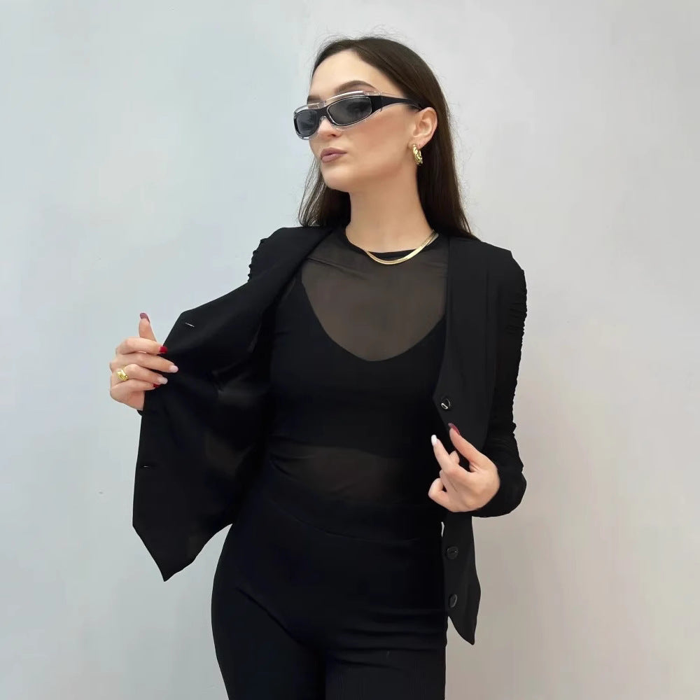Damen Weste mit elegantem V-Ausschnitt und dekorativen Knöpfen EB