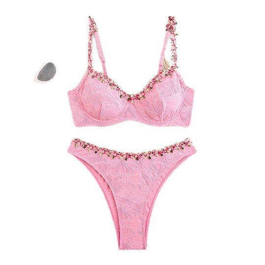 Damen Bikini-Set mit floralen Akzentstickereien EB