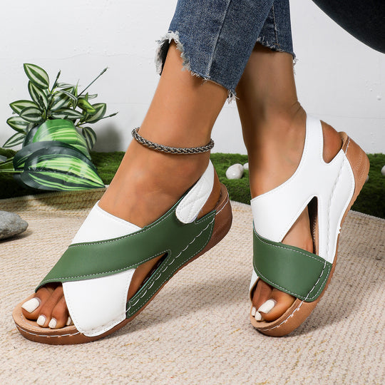 Damen modische Komfort-Sandalen mit elastischen Riemen und atmungsaktivem Design EB