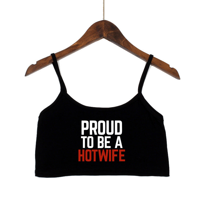 Damen Crop-Top mit modernen Schriftzügen und verstellbaren Trägern EB