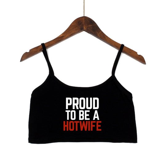 Damen Crop-Top mit modernen Schriftzügen und verstellbaren Trägern EB