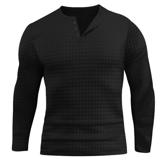 Herren Langarmshirt mit strukturiertem Design und modischem Knopfverschluss EB