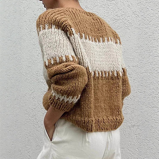 Damen gestrickter Oversized Pullover EB