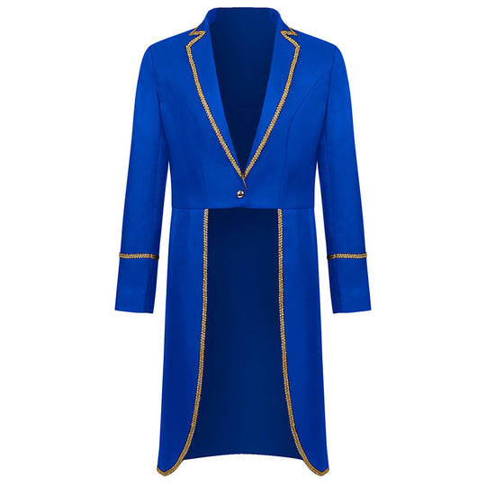 Damen nan langer taillierter Blazer-Mantel mit goldener Kettendetail und einreihigem Verschluss Eb