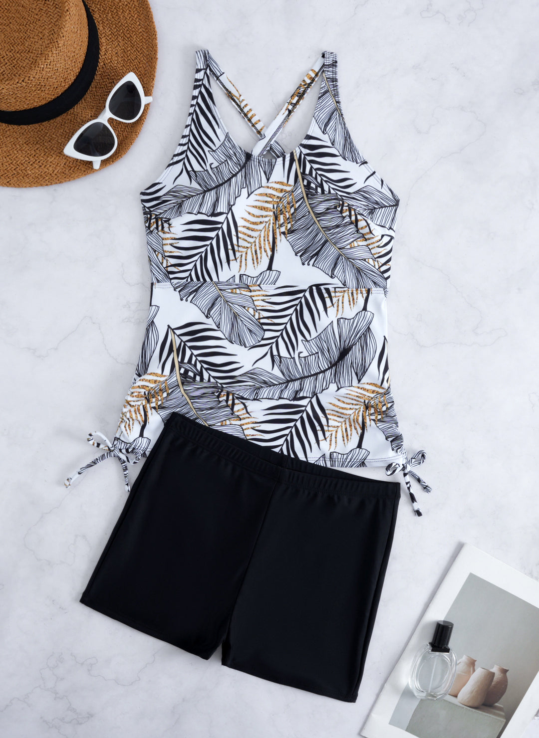 Damen Tankini-Set mit modischem Blumendesign und bequemen Shorts EB