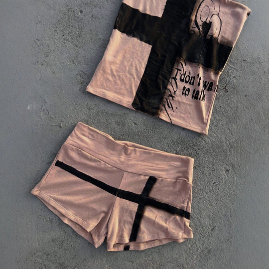 Damen Freizeit-Set mit lockerem Schnitt und kreativem Grafikdesign EB
