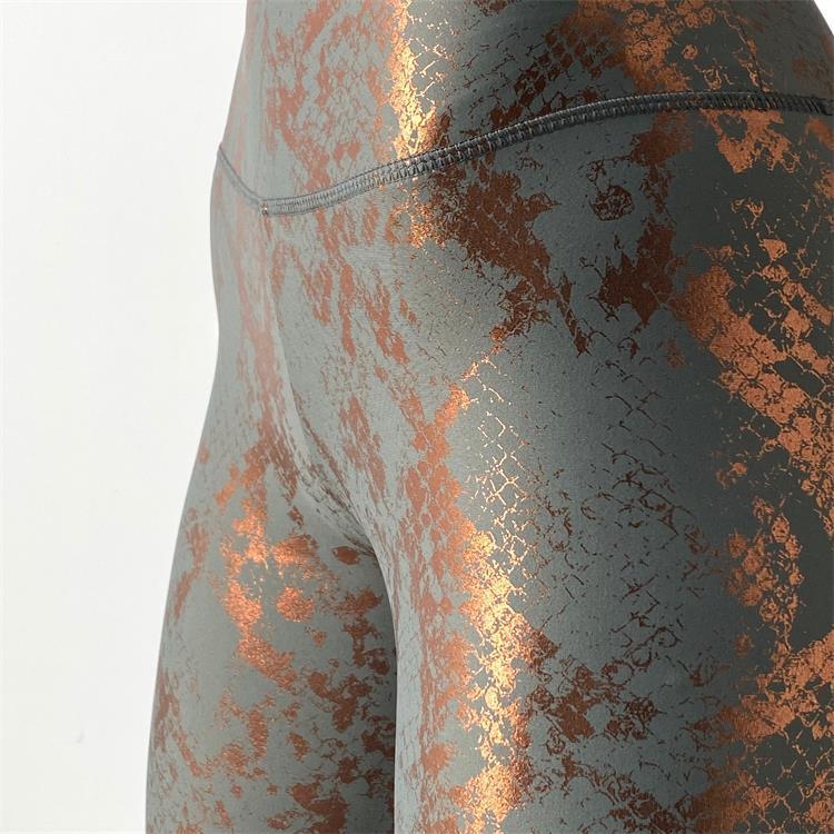 Damen nan hoch taillierte Sportleggings mit formender Kompression und strukturierter Schlangenprägung EB
