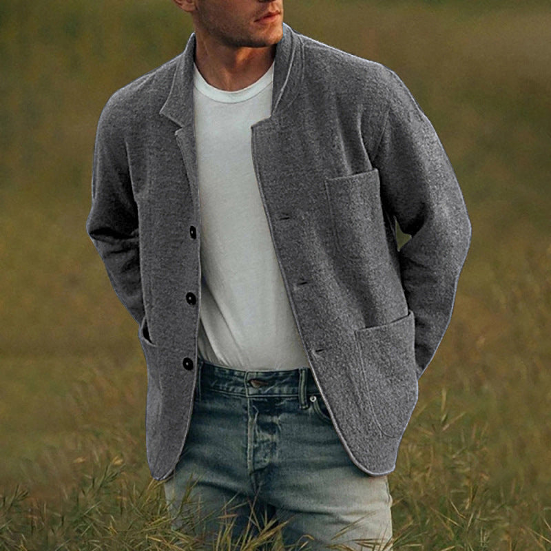 Herren lässige Wolljacke mit modernem Schnitt und praktischen Taschen EB