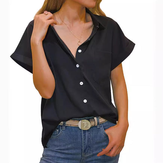Damen elegant geschnittene Kurzarmbluse EB