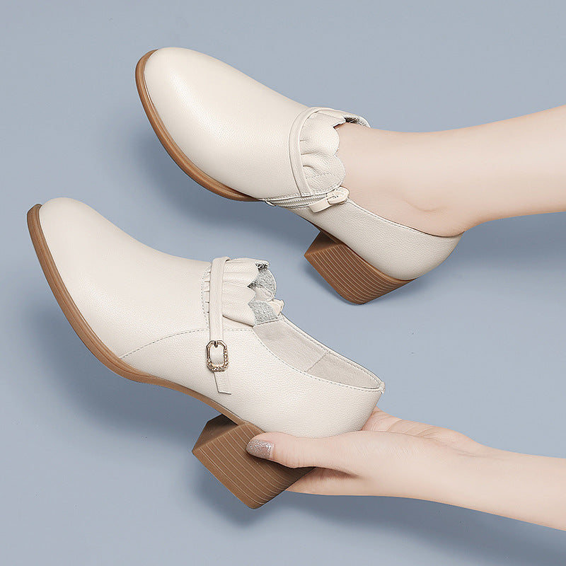 Damen elegante Stiefeletten mit Zierschnalle und komfortablem Absatz EB