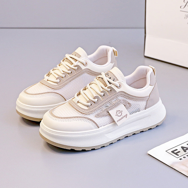 Damen nan leichte Plateausneaker mit atmungsaktivem Mesh-Obermaterial, gepolstertem Fersenkragen und stoßdämpfender EVA-Sohle EB