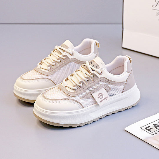 Damen nan leichte Plateausneaker mit atmungsaktivem Mesh-Obermaterial, gepolstertem Fersenkragen und stoßdämpfender EVA-Sohle EB