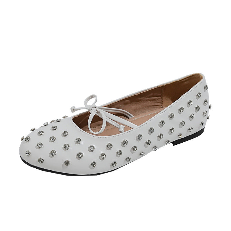 Damen Ballerinas mit dekorativen Strassapplikationen und modischem Schleifendesign EB