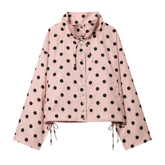 Damen nan Cropped-Anorak mit Stehkragen, Tunnelzugsaum und Druckknopfleiste EB