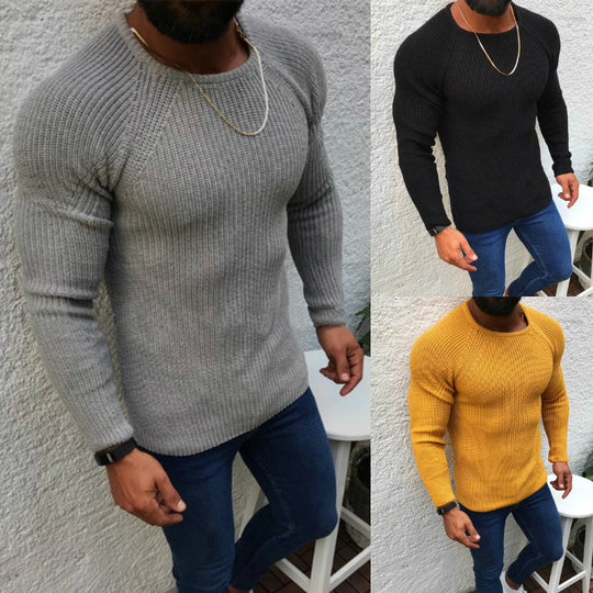 Herren Strickpullover mit strukturiertem Wabenmuster und engem Schnitt EB