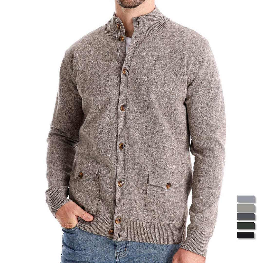 Herren Strickjacke mit modernem Stehkragen und praktischen Knöpfen EB