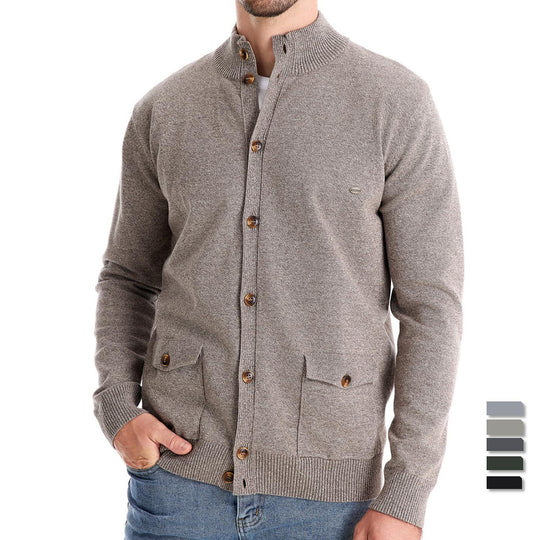 Herren Strickjacke mit modernem Stehkragen und praktischen Knöpfen EB