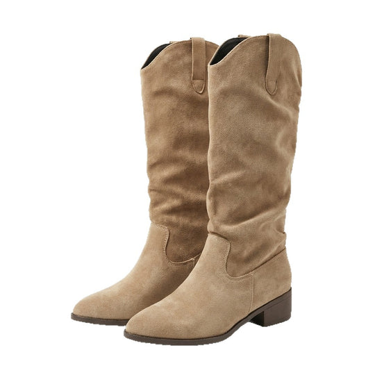 Damen Elegante Wildleder-Stiefel mit leichtem Stretch-Schaft EB
