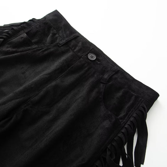 Damen weite Hose mit Fransen und modernem Schnitt EB