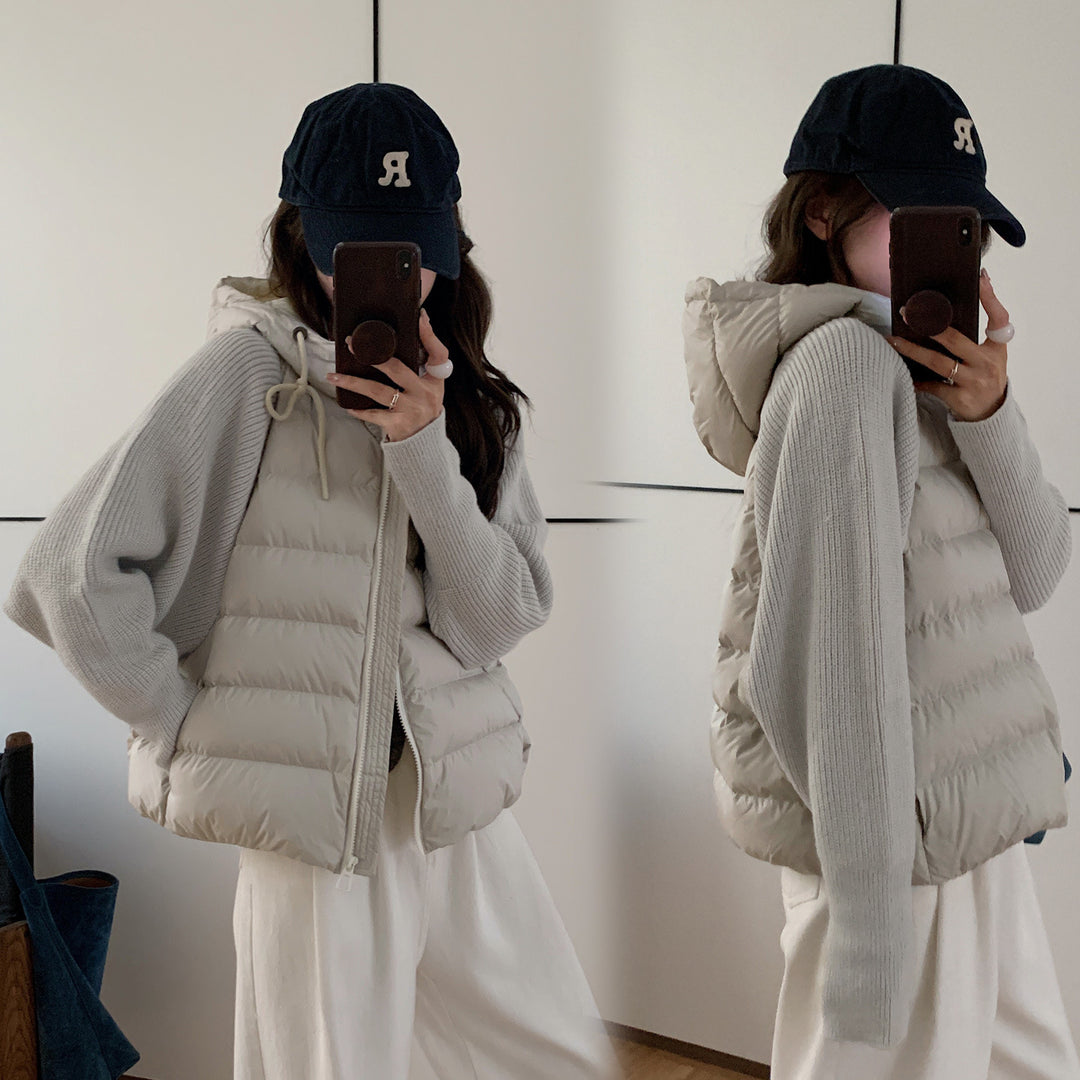 Damen Isolierte Hybridjacke mit voluminösen Ärmeln und Kapuze EB