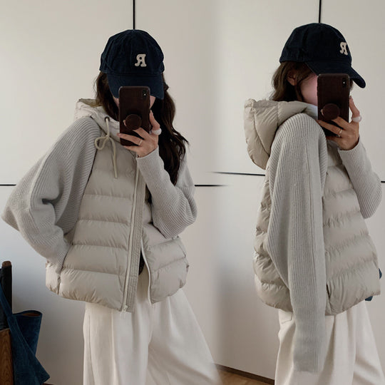 Damen Isolierte Hybridjacke mit voluminösen Ärmeln und Kapuze EB