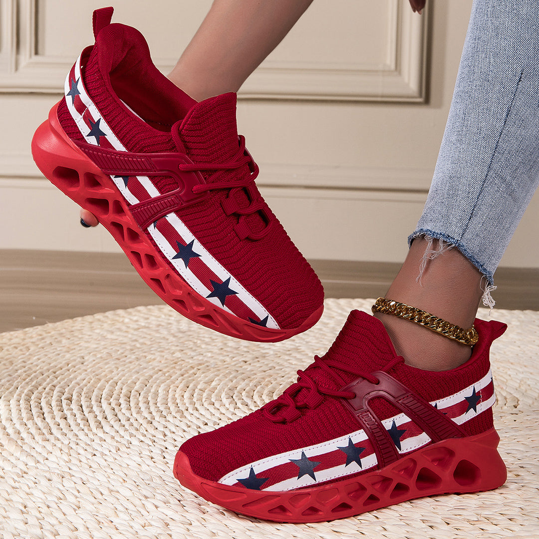 Damen Sportliche Sneakers mit elastischem Strickoberteil und rutschfester Sohle EB