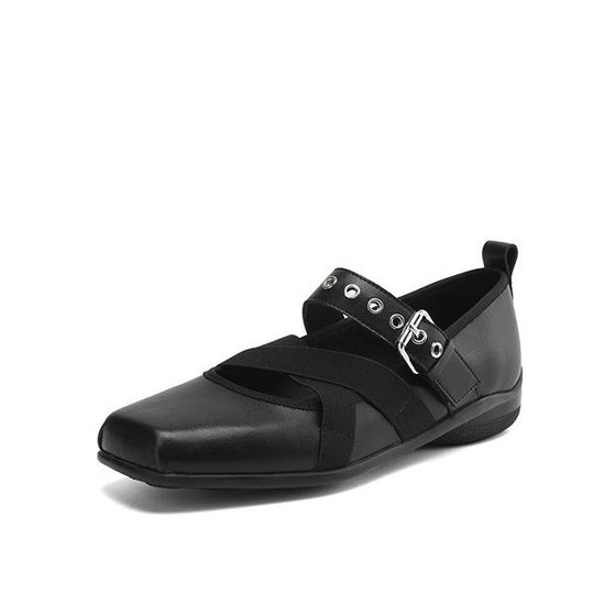 Damen Komfortable Ballerinas mit elastischen Riemen EB