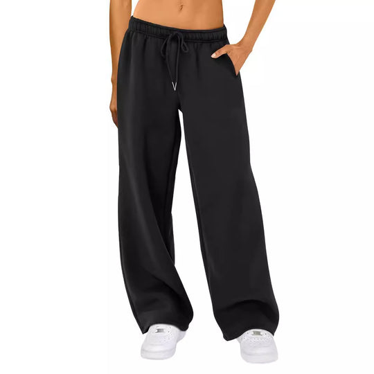 Damen nan relaxed-fit Wide‑Leg Sweatpants mit hohem Komfortbund Kordelzug und nahtverdeckten Eingrifftaschen EB