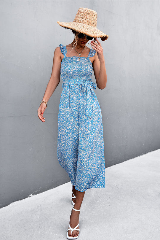 Damen Jumpsuit mit taillierten Trägern und floralem Muster EB