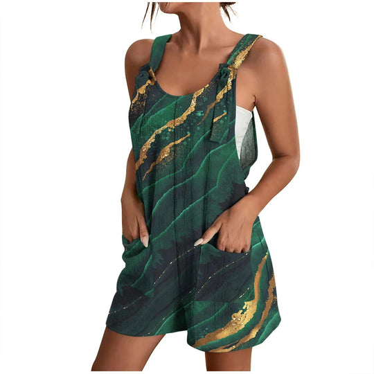 Damen lässiger Overall mit floralem Design und praktischen Taschen EB