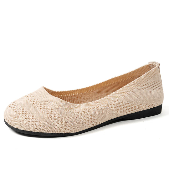 Damen Ballerinas mit elastischem Strickdesign und rutschfester Sohle EB