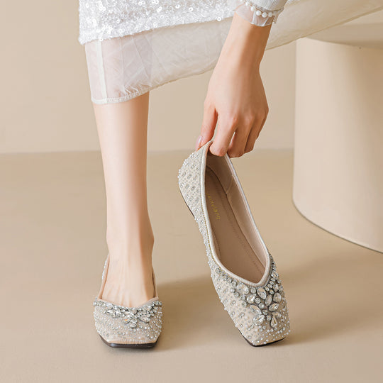 Damen Ballerinas mit funkelnden Strass-Applikationen EB