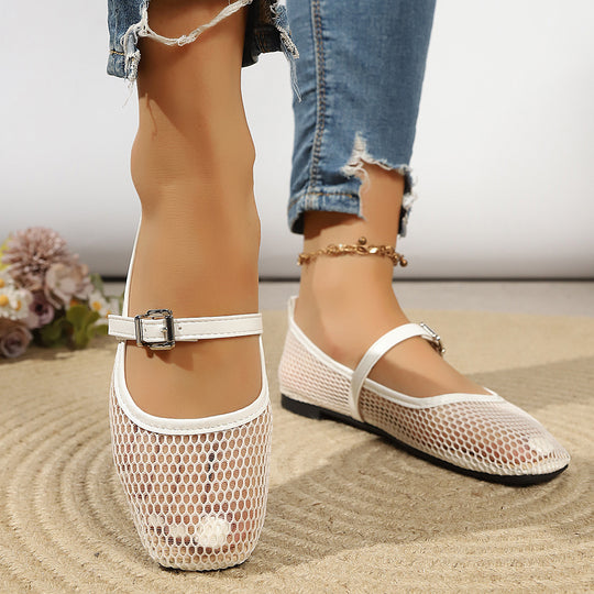 Damen Ballerina mit dekorativem Netzdesign EB