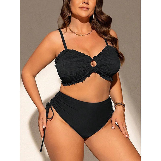 Damen Bandeau-Bikini mit Rüschendetails und verstellbarem Höschen EB