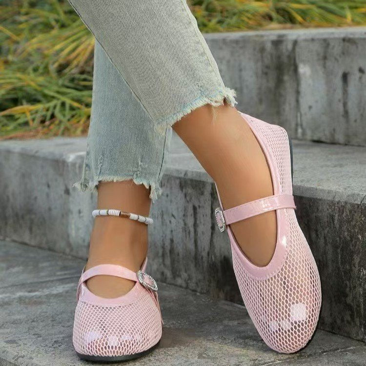 Damen Ballerinas mit elegantem Netzdesign und Kettenapplikation EB