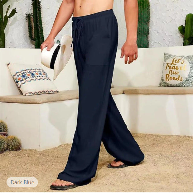 Herren nan weite Leinenhose mit Tunnelzug, aufgesetzten Seitentaschen und Relaxed-Fit Eichborn Berlin