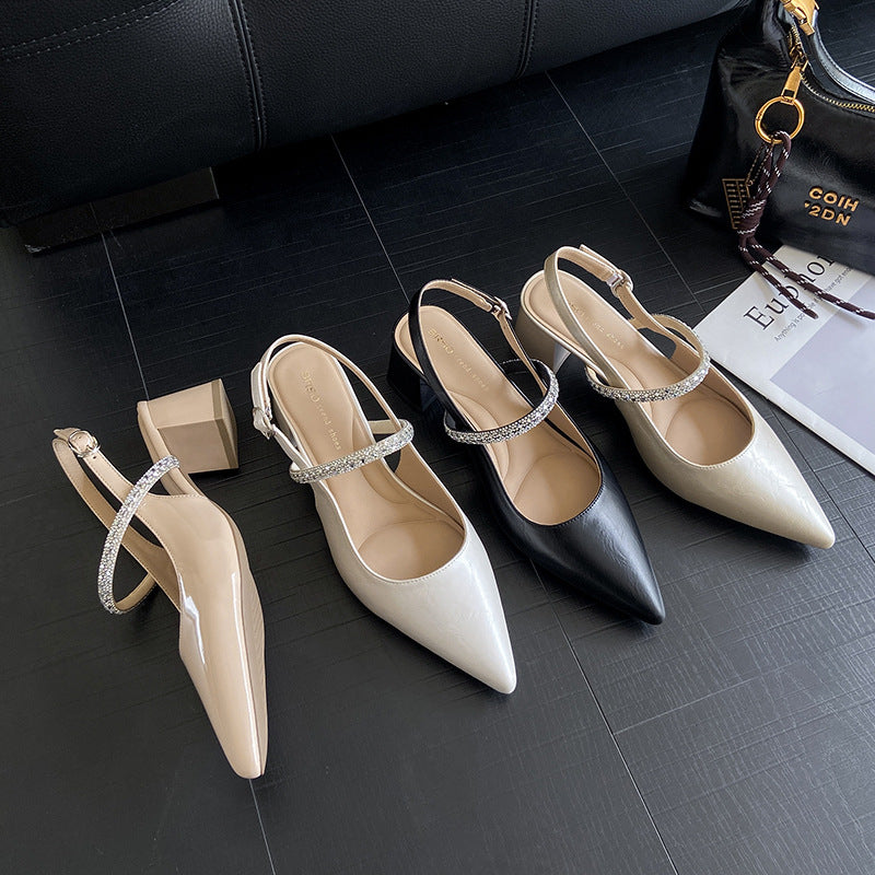 Damen Slingback-Pumps mit eleganter Strass-Applikation und komfortablem Blockabsatz EB