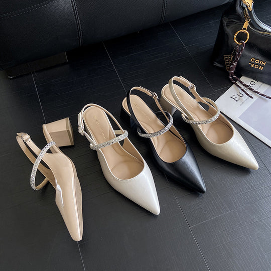 Damen Slingback-Pumps mit eleganter Strass-Applikation und komfortablem Blockabsatz EB