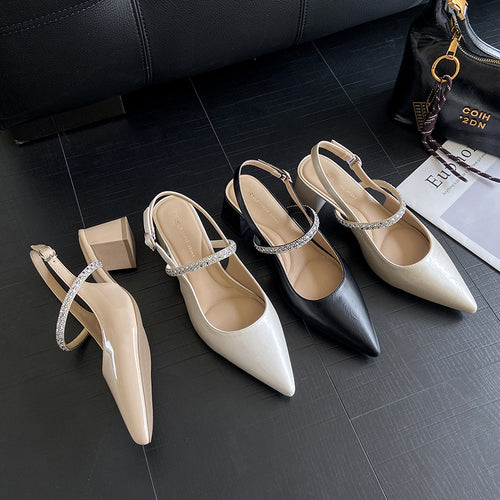 Damen Slingback-Pumps mit eleganter Strass-Applikation und komfortablem Blockabsatz EB