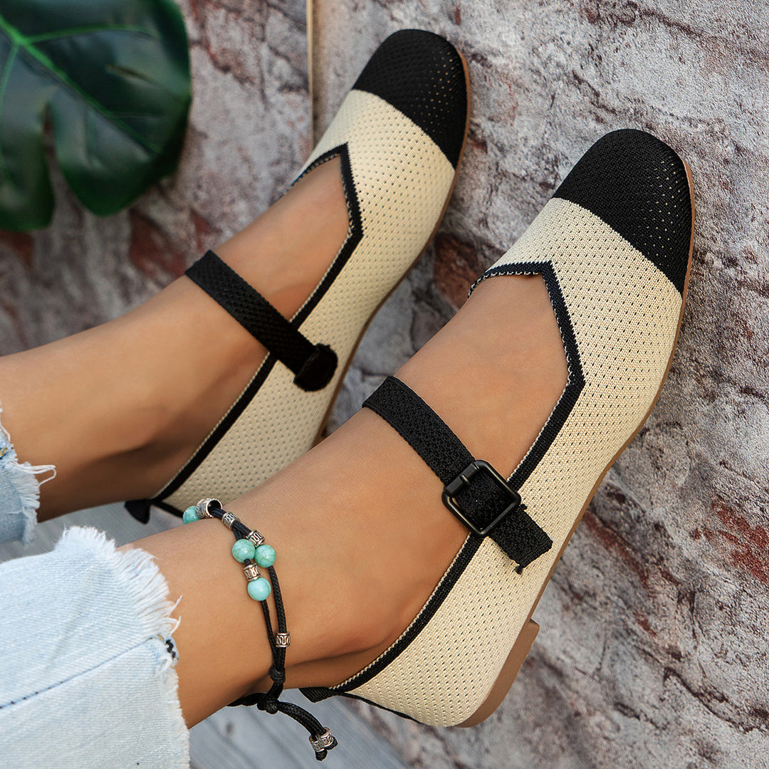 Damen Ballerinas mit floralem Stickdesign EB
