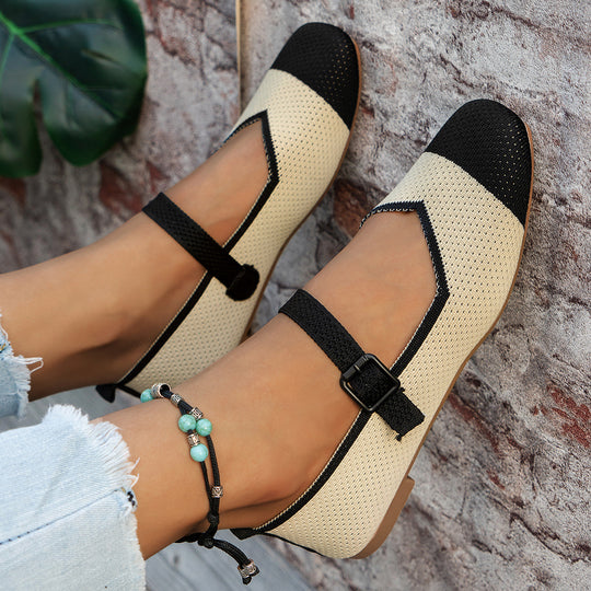 Damen Ballerinas mit floralem Stickdesign EB