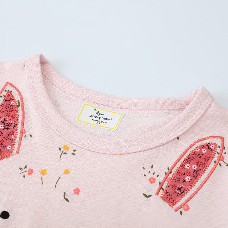 Mädchen Tüllkleid mit Hasenmotiv und floralen Applikationen EB