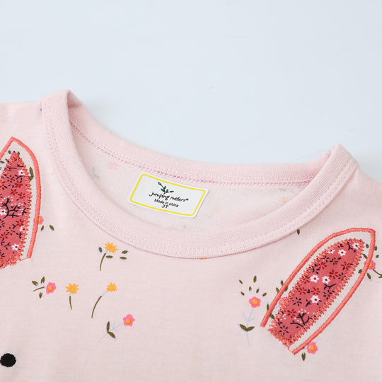 Mädchen Tüllkleid mit Hasenmotiv und floralen Applikationen EB