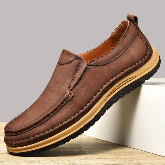 Herren Bequeme Slipper aus hochwertigem Leder mit rutschfester Sohle EB