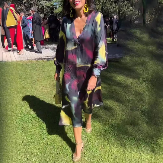 Damen Sommerliches Wickelkleid mit modernem Farbverlauf Heidi-Mode