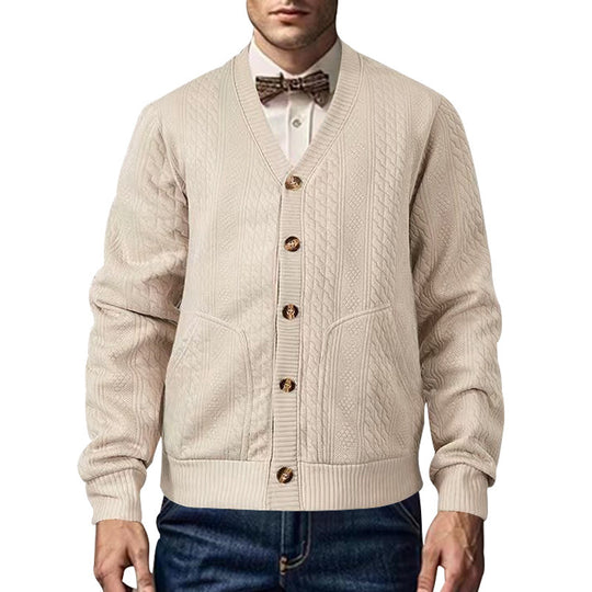 Herren Strickjacke mit strukturierter Oberfläche und praktischen Taschen EB