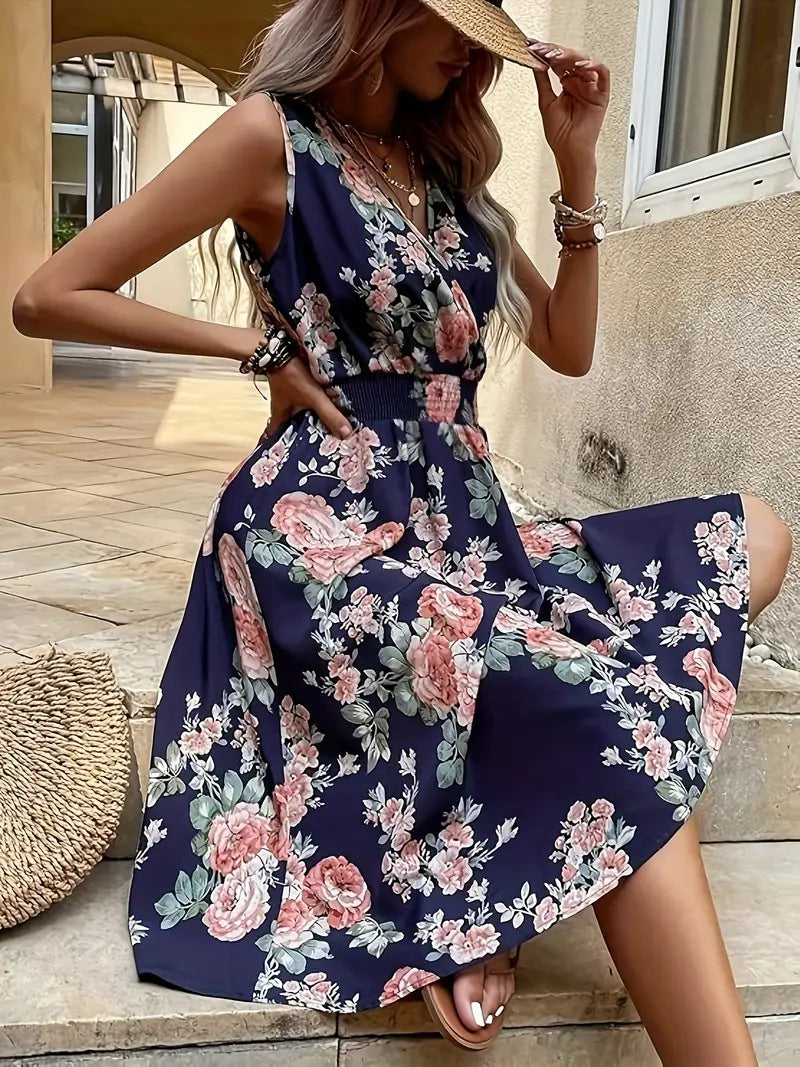 Damen Verspieltes A-Linien Kleid mit floralen Details EB