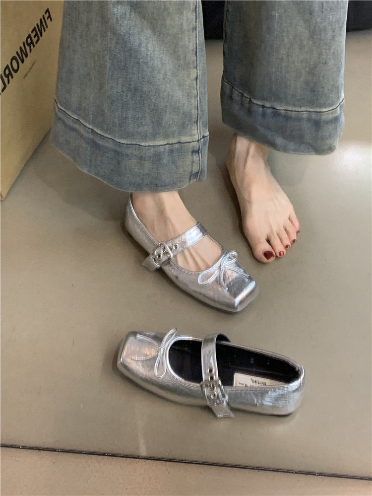 Damen Ballerinas mit modischem Schnallen-Detail und bequemem Fußbett EB