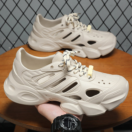 Herren nan futuristischer atmungsaktiver Cut-Out Plateau-Sneaker mit stoßdämpfender EVA-Sohle und Schnellverschluss EB